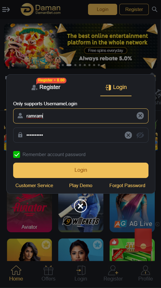 damanbet login