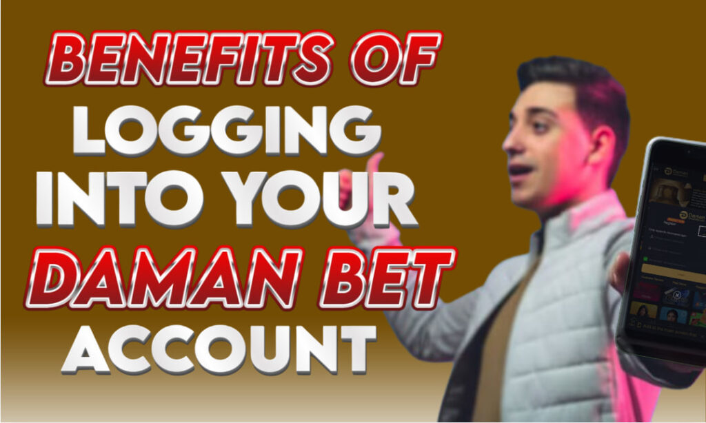 A picture of a man holding a cellphone, showing the benefits of Daman Bet login.