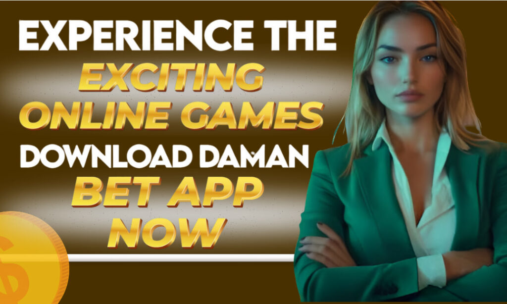 A picture of a woman with an image of coins, highlighting the experience of online games on the Daman Bet app.
